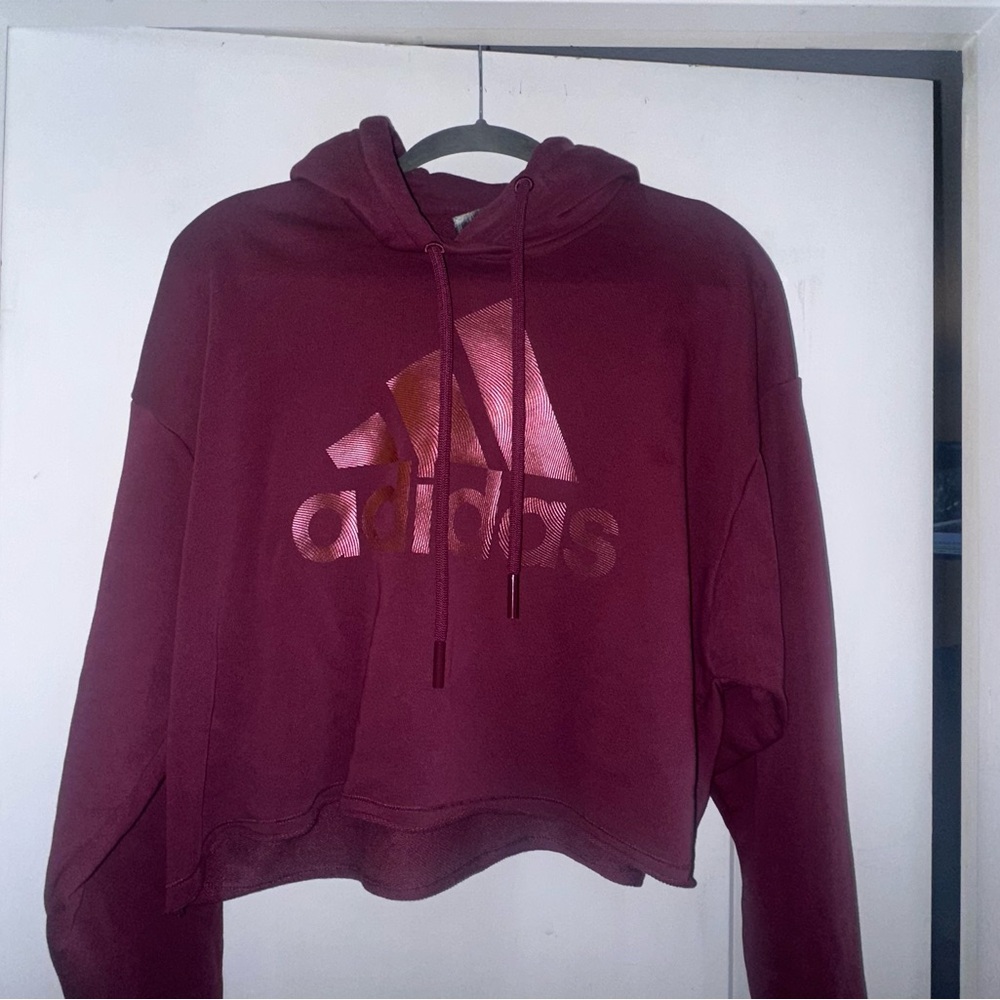 Adidas S Maroon cropped hoodie
